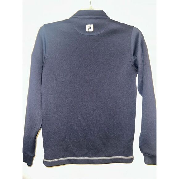 FootJoy Junior Boy's Half Zip Mid Layer Golf Pullover Navy Blue Medium Golf - Picture 4 of 5
